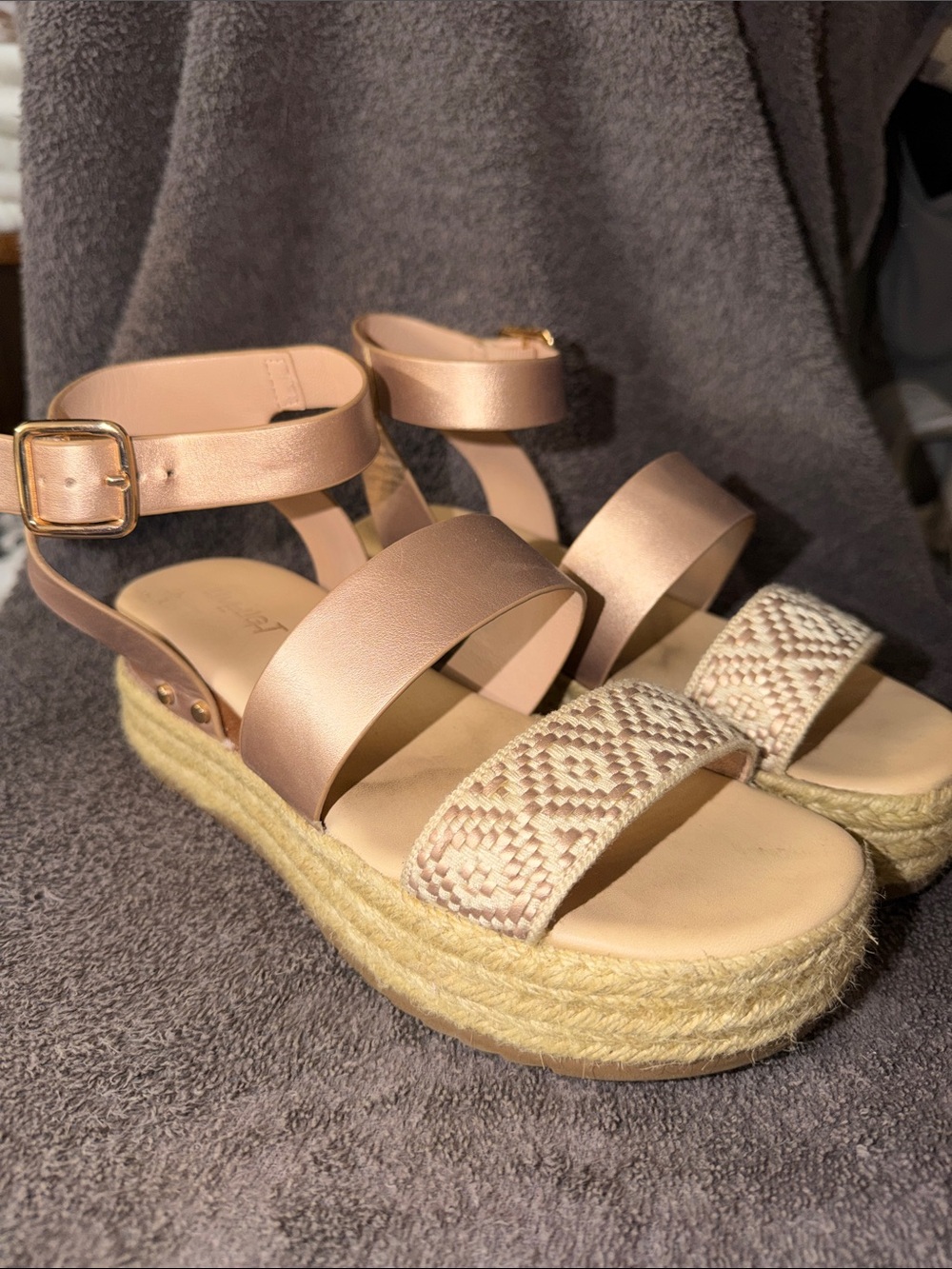 Limelight Blush Woven Espadrille Platform Sandals